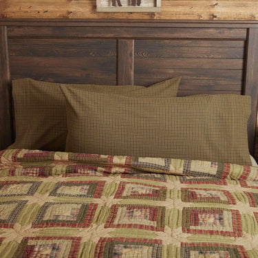 Tea Cabin Green Plaid King Pillow Case Set of 2 21x40 VHC Brands - The Fox Decor